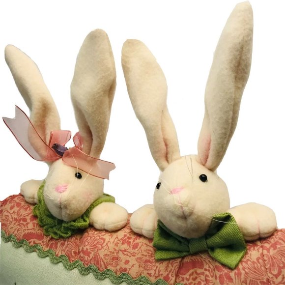 Happy Easter Bunny Rabbit Throw Pillow Embellished Decor Vintage Rare - Picture 6 of 10